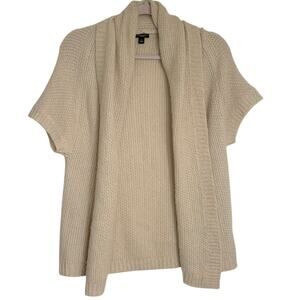 Ann Taylor Alpaca Wool Blend Shawl Collar Cardigan Sweater Women's Small Oatmeal